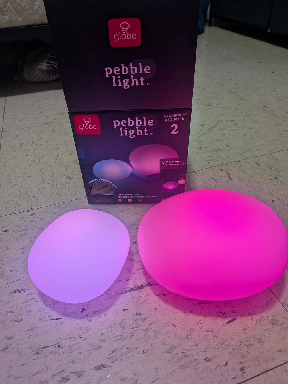 Globe Pebble Light Set - Pink & Purple LED Mood Lamps